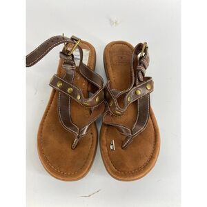 Lucky Brand brown buckle closure Strappy sling back Sandal Womens 6.5